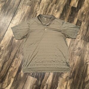 Adidas Mens Polo Shirt Brown Striped Short Sleeve Pullover Size XL Polyester